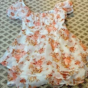 Floral Kids Dress in Pink and White